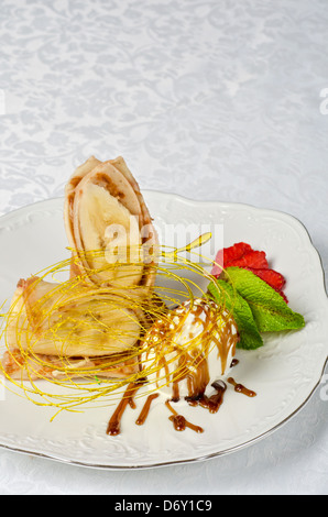 leckere Pfannkuchen dessert Stockfoto