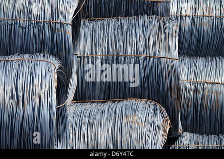 Spulen Metalldraht Stack closeup Stockfoto