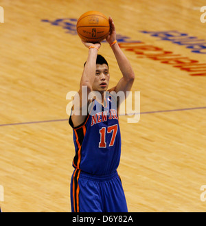 New York Knicks guard Jeremy (Linsanity) Lin bei einer NBA-Basketball-Spiel gegen die Dallas Mavericks Dallas, Texas- Stockfoto