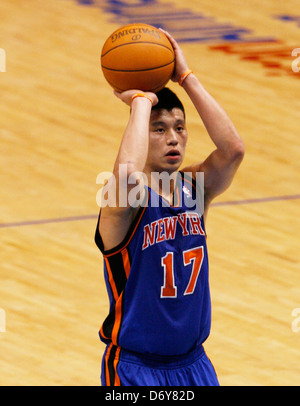 New York Knicks guard Jeremy (Linsanity) Lin bei einer NBA-Basketball-Spiel gegen die Dallas Mavericks Dallas, Texas- Stockfoto