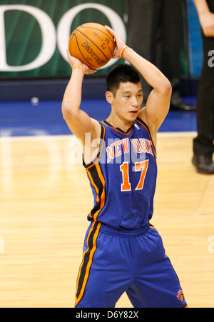 New York Knicks guard Jeremy (Linsanity) Lin bei einer NBA-Basketball-Spiel gegen die Dallas Mavericks Dallas, Texas- Stockfoto