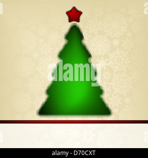 Weihnachtskarte-Vorlage mit Halbton-Baum Stockfoto
