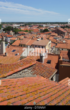 Elne, Frankreich, Hausdaecher in Elne in der Abteilung der Pyrenäen-Orientales Stockfoto