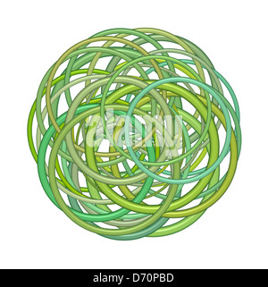 abstrakte Runde glänzende Torus-Form in gemischten grün auf weiß Stockfoto