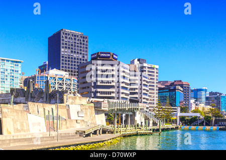 Wellington CBD und Stadt zum Meer Brücke, New Zealand. Stockfoto