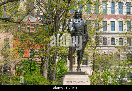 Peter Gerard Stuyvesant-Statue in Stuyvesant Square in New York City Stockfoto