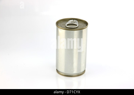 Aktion Aluminium Dosen auf dem weißen Hintergrund. Stockfoto