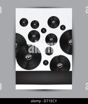 Abstrakte Musik Hintergrund Illustration für Ihr Design mit Platz für Text und viele Vinyl-Platten. Stockfoto