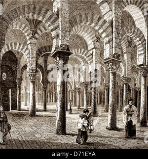 Historische Zeichnung, Innenansicht der Mezquita-Catedral in Córdoba, 19. Jahrhundert, Córdoba, Andalusien, Spanien, Europa Stockfoto