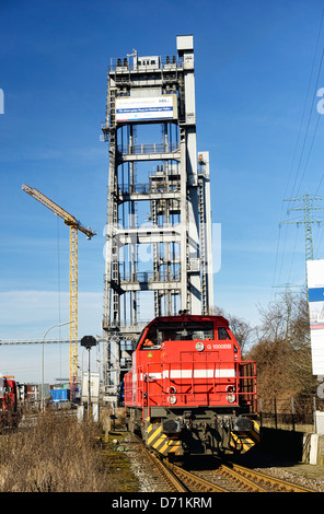 Hafen Sie, Bahnhof und Rethe-Hebe-Brücke in Wilhelms Burg, Hamburg, Deutschland, Europa Stockfoto