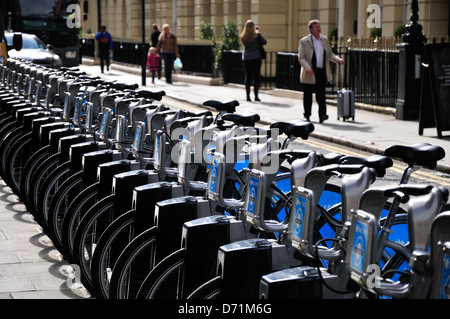 London, England, Vereinigtes Königreich. "Boris Bikes' - Barclays Cycle Hire (BCH) - Zyklus sharing Programm. Bloomsbury Stockfoto