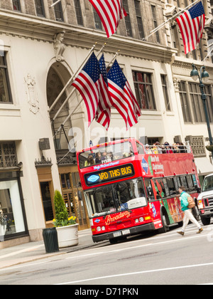Double Decker Tour Bus, Fifth Avenue, New York Stockfoto