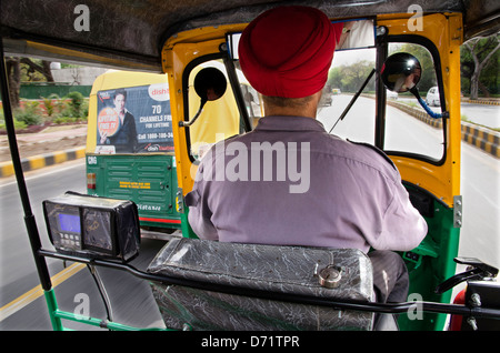 Blick von innen Auto-Rikscha, Tuk Tuk, neu-Delhi, Indien Stockfoto