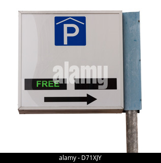 Informationen Schild Parkhaus mit Angabe der verfügbaren Speicherplatz Stockfoto