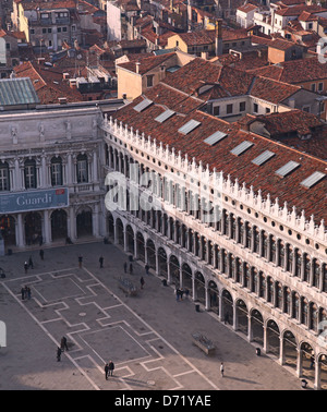 Luftaufnahme der Procuratie Vecchie in Markusplatz oder Piazza San Marco Venice Italy Stockfoto