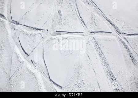 Loipen in der Nähe von Courchevel. Typische Reise Art Foto aus einem Skiurlaub in den französischen Alpen Stockfoto