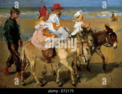 Eselreiten am Strand 1890-1901 von Isaac Israels 1865-1934 Niederländisch Niederlande Stockfoto