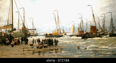 Angeln Pinks brechen Wellen 1875 Hendrik Willem Mesdag 1831-1915 Niederländisch Niederlande Stockfoto