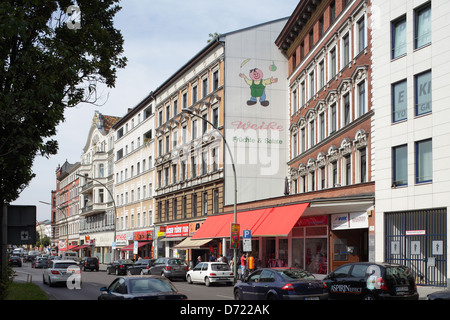 Berlin, Deutschland, Lebens- und Geschaeftsgebaeude in Badstrasse Stockfoto