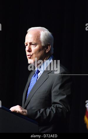 26. April 2013 - Waco, Texas, USA - uns Senator John Cornyn(R-Texas) Erinnerung an West, eine Trauerfeier für getöteten und Verletzten in einer gewaltigen Explosion bei einer Düngemittelfabrik in West, fand am 25.04.2013 Texas am April 17th,2013.The Dienst an der Ferrell Center Baylor University In Waco, Texas statt. (Kredit-Bild: © Jeff Newman/Globe Photos/ZUMAPRESS.com) Stockfoto