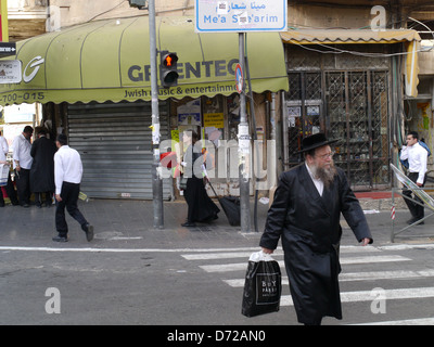 Meah Shearim, chassidischen ultra-orthodoxen jüdischen Viertel von Jerusalem Stockfoto