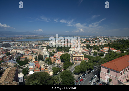 Cagliari, Italien, Blick von der Torre di San Pancrazio im westlichen Bezirk von Cagliari Stockfoto