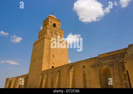 Minarett der großen Moschee, Kairouan, UNESCO-Weltkulturerbe, Tunesien Stockfoto