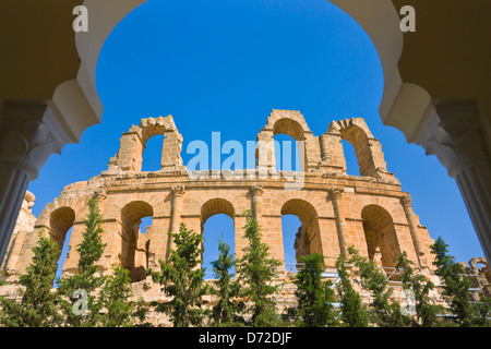 Römische Amphitheater, die drittgrößte in der Welt, UNESCO-Weltkulturerbe, El Jem, Tunesien Stockfoto