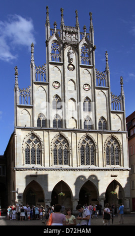 Münster, das Rathaus auf dem Hauptmarkt Stockfoto