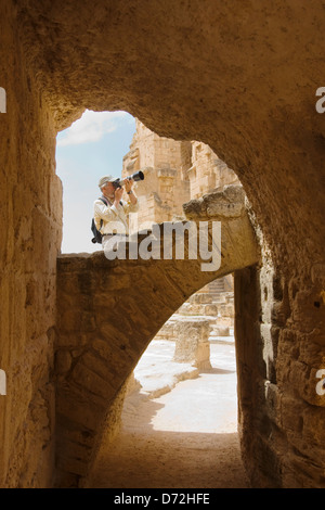 Römische Amphitheater, die drittgrößte in der Welt, El Jem, Tunesien Stockfoto