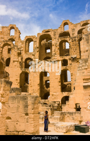 Römische Amphitheater, die drittgrößte in der Welt, El Jem, Tunesien Stockfoto