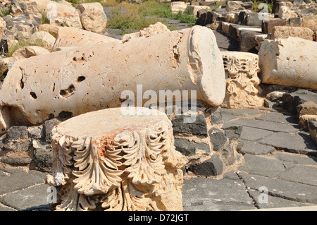 Spalten in alte Stadt von Beit Shean. Israel. Stockfoto