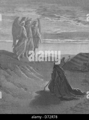 Abraham besucht von drei Engeln in Genesis / altes Testament Stockfoto