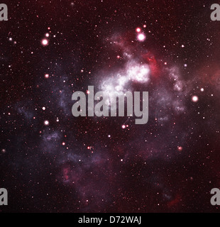 Roter Raum Galaxie, Starfield Hintergrund Stockfoto