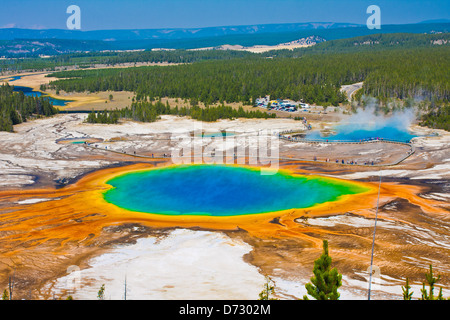 Die weltberühmten Grand Prismatic Spring, Yellowstone National Park Stockfoto