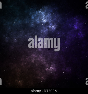 Blauer Raum Nebel, Sterne Hintergrund Stockfoto
