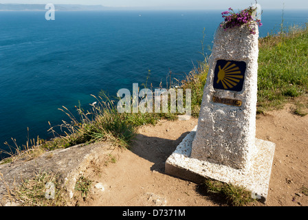 Dieser Bereich ist am Ende am Meer von dem Jakobsweg-Pilgerweg. Stockfoto