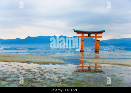 Torii-Tor des Itsukushima-Jinja Schrein, Miyajima, Japan Stockfoto