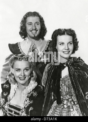 DIE drei Musketiere 1939 20th Century Fox Film mit aus l: Binnie Barnes, Don Ameche und Pauline Moore Stockfoto