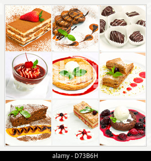 Collage mit verschiedenen süßes dessert Stockfoto