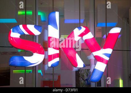 London, Vereinigtes Königreich, Logo Sport Pay-TV-Sender Sky Stockfoto