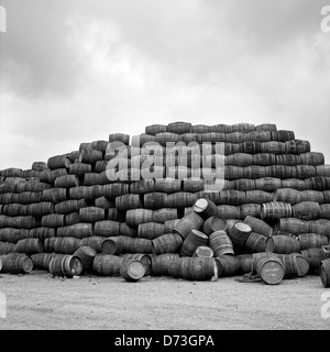 Craigellachie, Schottland, Speyside Cooperage alt Whiskeyfaesser Stockfoto