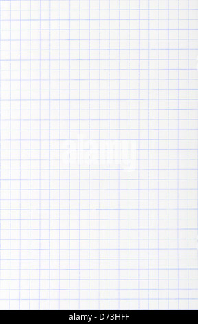 Weiße Karopapier Blatt Textur oder Hintergrund Stockfoto