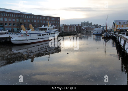 Husum, Deutschland, Husum Hafen im Winter Stockfoto