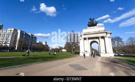 Wellington Arch, Hyde Park Corner, London, England, Großbritannien Stockfoto