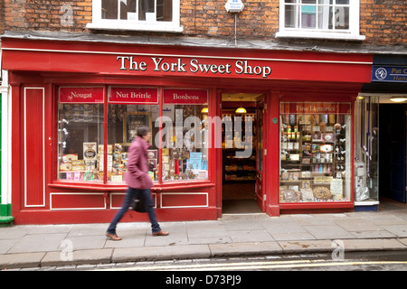 Die York City Süßwarenladen, niedrige Petergate, Yorkshire UK Stockfoto