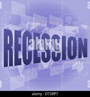 Geschäftskonzept: Worte Rezession auf dem digitalen Bildschirm, 3d Stockfoto