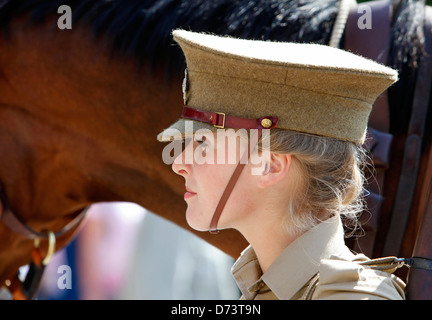 1940er Jahre Tag WW11 militärische Reenactment an nationalen Straßenbahnmuseum Crich, Derbyshire. Stockfoto