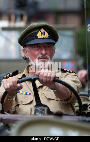 1940er Jahre Tag WW11 militärische Reenactment an nationalen Straßenbahnmuseum Crich, Derbyshire. Stockfoto