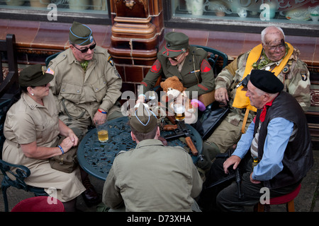 1940er Jahre Tag WW11 militärische Reenactment an nationalen Straßenbahnmuseum Crich, Derbyshire. Stockfoto